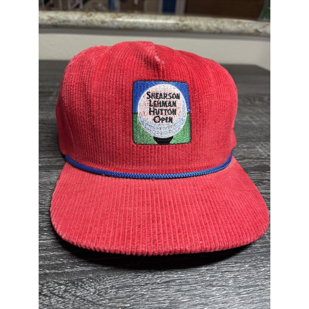 Vintage Cali-Fame Hat The Shearson Lehman Hutton‎ Open Golf Flat Bill Corduroy